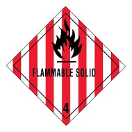 10 3/4&quot; x 10 3/4&quot; Class 4
&quot;Flammable
Solid&quot; Placard - 25/Package