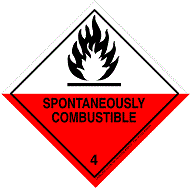 10 3/4&quot; x 10 3/4&quot; Class 4
&quot;Spontaneously Combustible&quot;
Placard - 25/Package