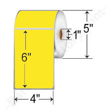 4&quot; x 6&quot; Pantone Yellow Direct Thermal Labels, 1&quot; Core -